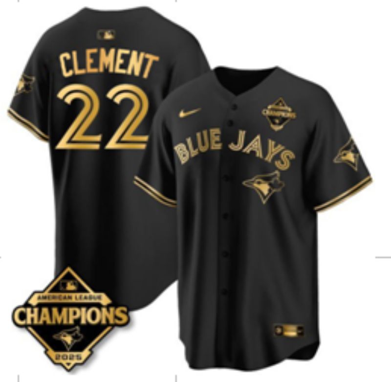 Men Toronto Blue Jays #22 Clement Black Gold 2026 Nike Game MLB Jersey 001->toronto blue jays->MLB Jersey